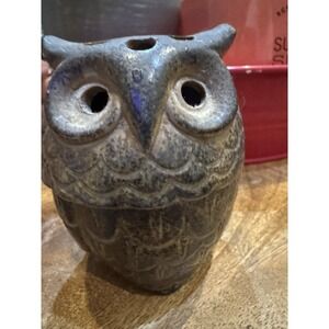 1970s Ceramic Brown Owl Incense Burner Light